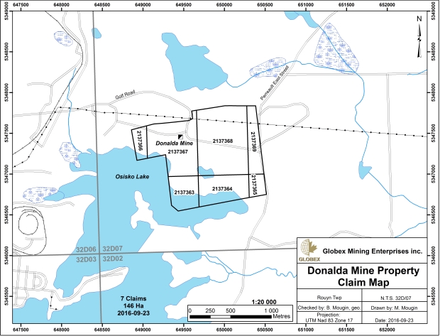 Donalda Mine claim map 2016