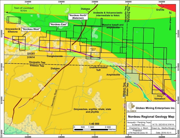 Nordeau Regional Geology Map October 2016