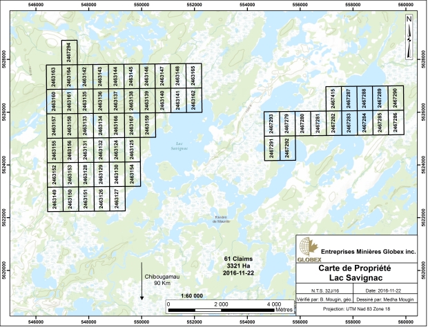 Lac Savignac claim map